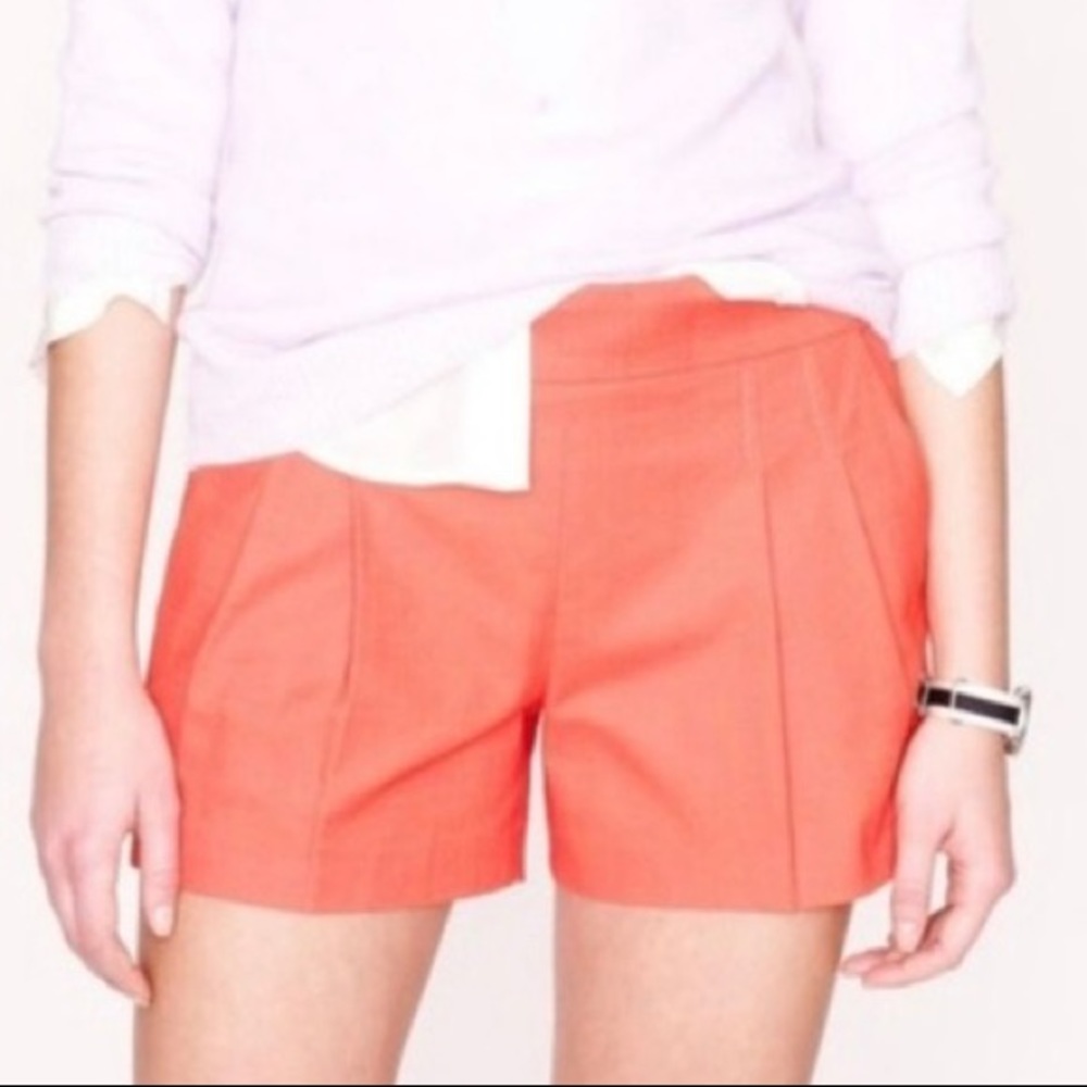 J. Crew orange pleated side zip shorts 4